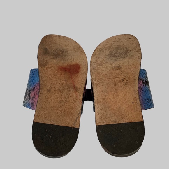 MARION PARKE CYRUS PYTHON PRINT BUCKLE SLIDE SANDALS - Picture 10 of 16